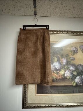 Vintage luxury blend feraud Classic Tan Tweed Pencil Skirt